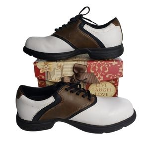 Dunlop Mens Golf Oxford Saddle Brown/White Leather Size 9 lace up